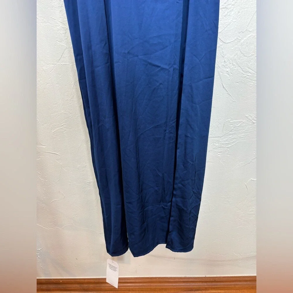 ABERCROMBIE & FITCH A&F Camille Maxi Dress Navy Blue‎ Spaghetti Strap Long Slit